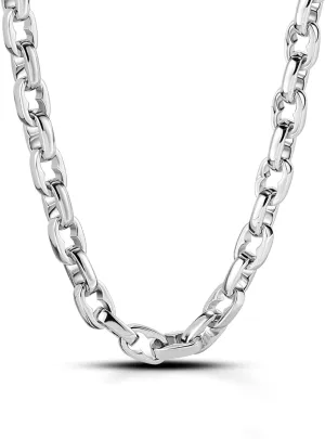 Men Solid 925 Sterling Silver Cable Rolo Link Chain Necklace Women 9MM &10MM-Curb Cuban Chain Thick Big Choker 18" 20" 22" 24" 26 "28" 30" Fine Jewelry Gift