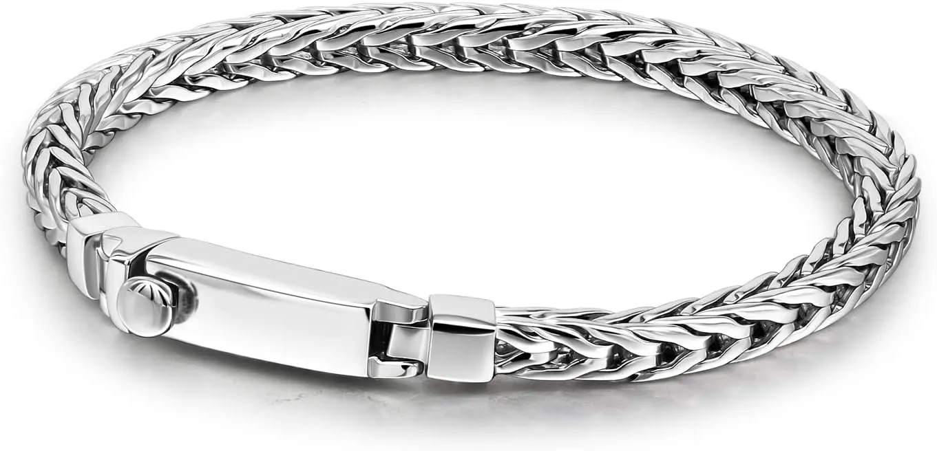 Men Sterling Silver Byzantine Bracelet 4MM 7 "7.5" 8 "8.5" 9 "Solid 925 Silver Square Chopin Chain Franco Link Bangle Woman Fashion Cuff Jewelry Gift