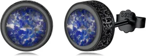 Men's Viking Earrings S925 Sterling Silver Celtic Knot Stud Earrings Iced Out Cz Blue Cubic Zirconia with Celtic Knot Stylish Viking Punk Jewelry Gift for Men Women