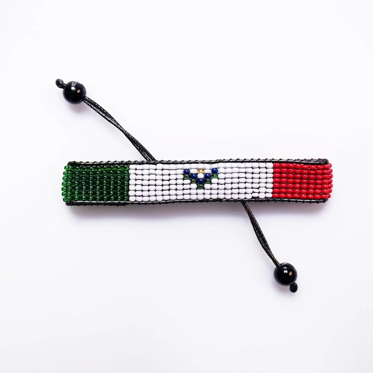 Mexico Flag Bracelet: Handmade Bracelet,Adjustable Beaded Boho-Style Rope Bracelet with Mexican Flag