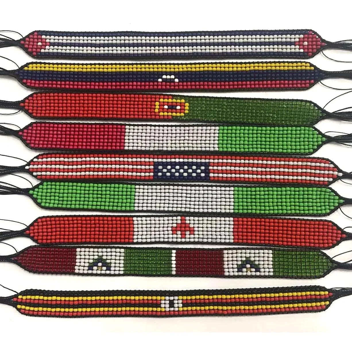 Mexico Flag Bracelet: Handmade Bracelet,Adjustable Beaded Boho-Style Rope Bracelet with Mexican Flag
