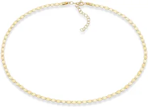 Miabella 925 Sterling Silver, 18K Gold Plated Figaro, Beaded Singapore, Sparkle, Cuban Link Chain, Choker Necklace for Women Made in Italy