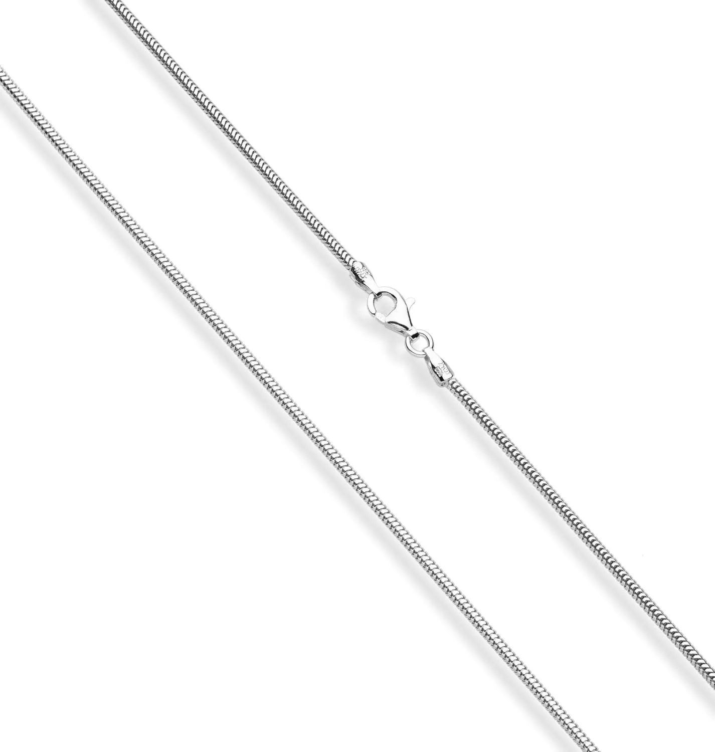 Miabella 925 Sterling Silver Italian 1.5mm, 2mm, 2.5mm Round Snake Chain Necklace for Women Made in Italy