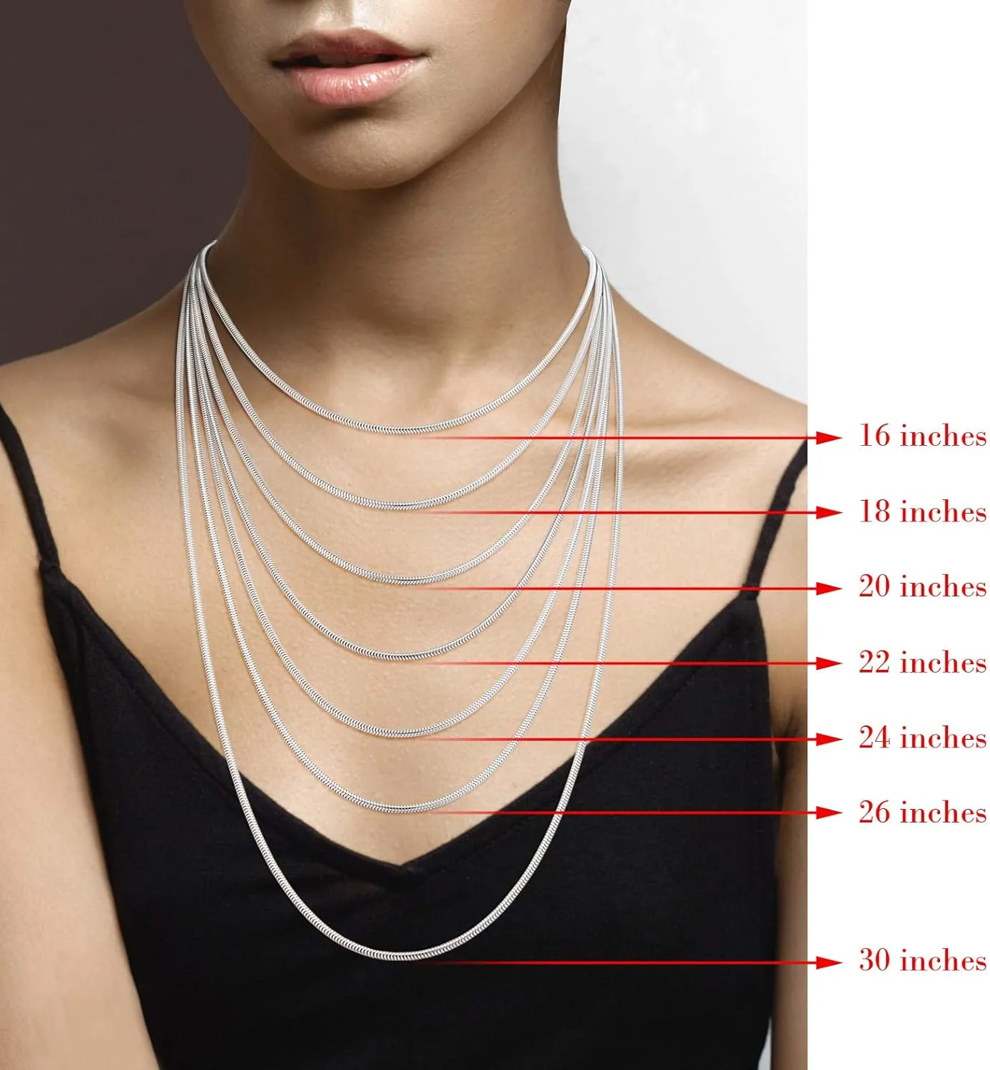Miabella 925 Sterling Silver Italian 1.5mm, 2mm, 2.5mm Round Snake Chain Necklace for Women Made in Italy