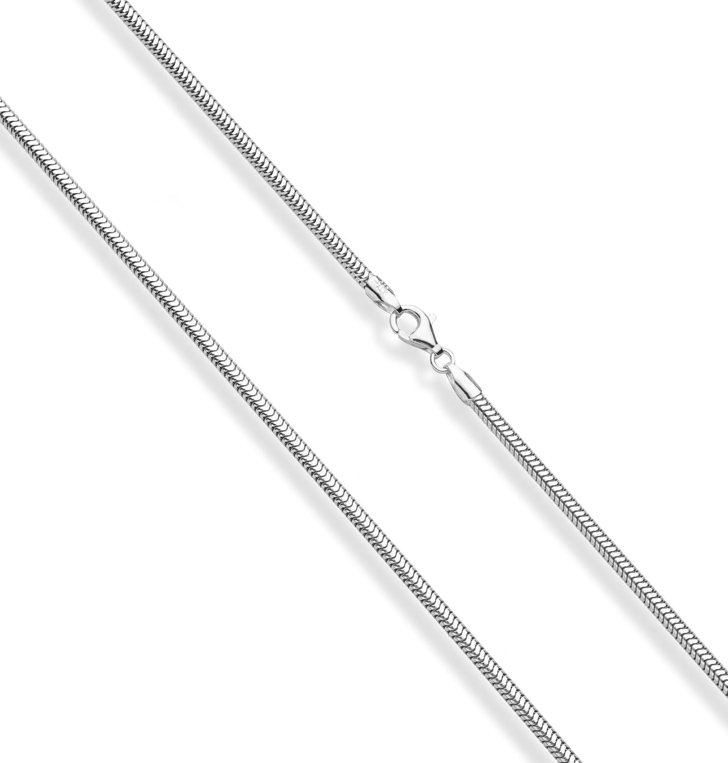 Miabella 925 Sterling Silver Italian 1.5mm, 2mm, 2.5mm Round Snake Chain Necklace for Women Made in Italy