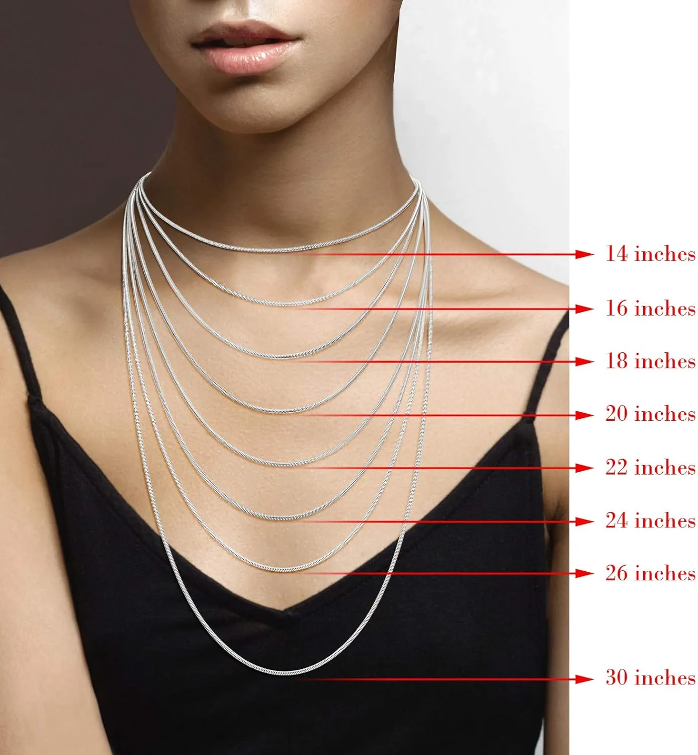 Miabella 925 Sterling Silver Italian 1.5mm, 2mm, 2.5mm Round Snake Chain Necklace for Women Made in Italy