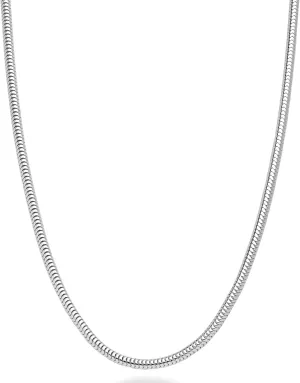 Miabella 925 Sterling Silver Italian 1.5mm, 2mm, 2.5mm Round Snake Chain Necklace for Women Made in Italy