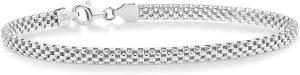Miabella 925 Sterling Silver Italian 4mm Mesh Link Chain Bracelet for Women, Made in Italy