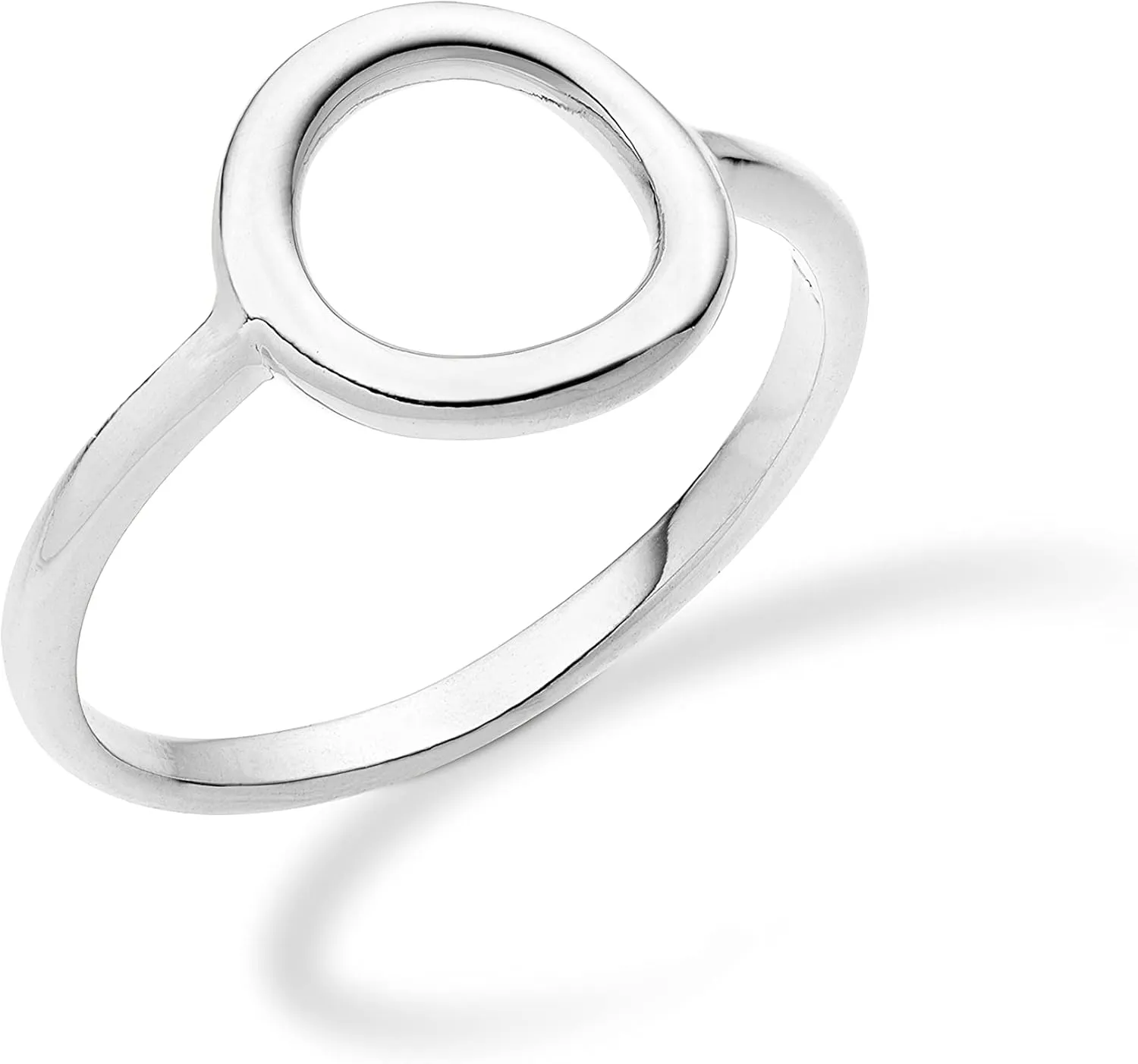 Miabella 925 Sterling Silver or 18K Gold Plated Open Circle Ring for Women Made in Italy