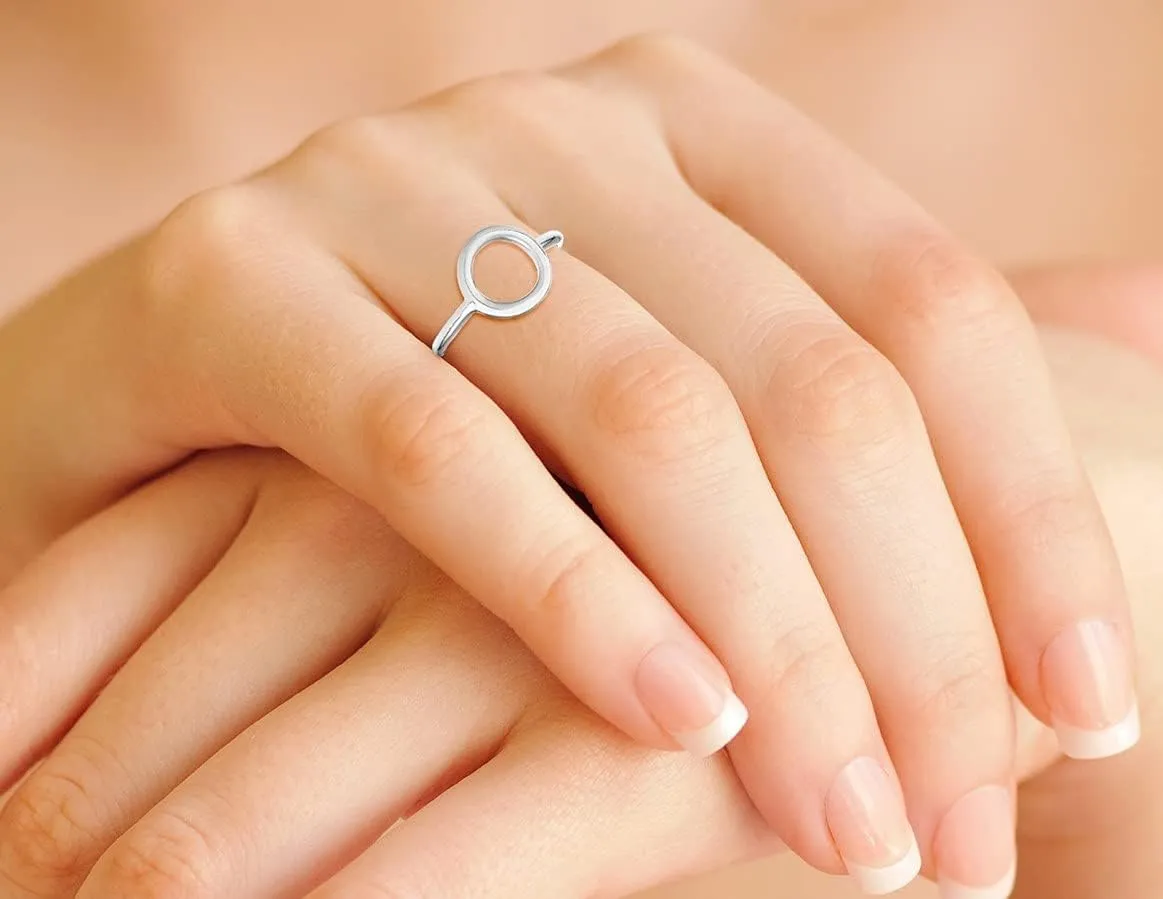 Miabella 925 Sterling Silver or 18K Gold Plated Open Circle Ring for Women Made in Italy
