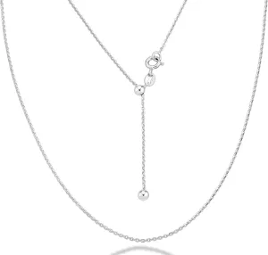 Miabella 925 Sterling Silver or 18Kt Yellow Gold Over Silver Italian 1.3mm Adjustable Solid Diamond Cut Thin Bolo Cable Chain Necklace for Women, Slider Chain 14-24 Inch Made in Italy