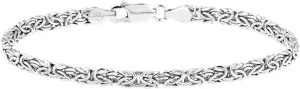 Miabella Italian 925 Sterling Silver 4mm Flat Byzantine Link Chain Bracelet for Women Teens, 925 Made in Italy