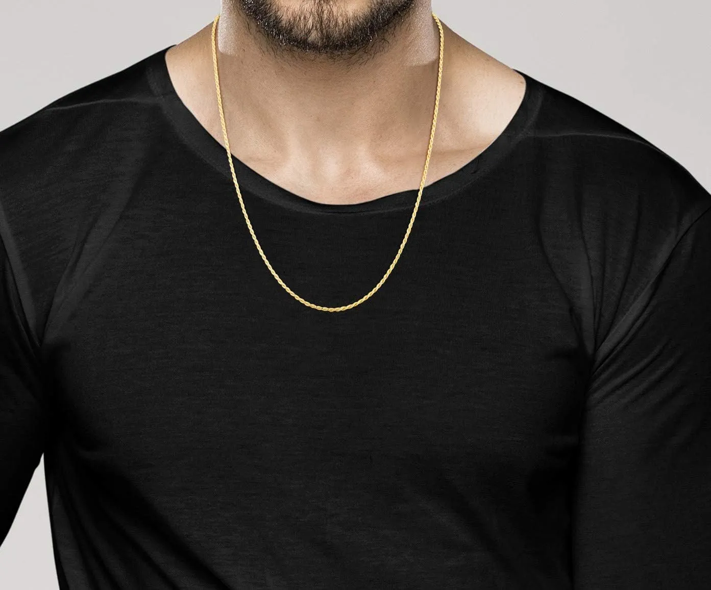 Miabella Italian Solid 18K Gold Over 925 Sterling Silver 2mm, 3mm Diamond-Cut Braided Rope Chain Necklace for Men Women, Made in Italy