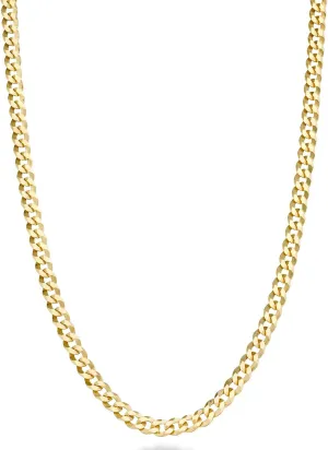 Miabella Italian Solid 18k Gold Over 925 Sterling Silver 3.5mm Diamond Cut Cuban Link Curb Chain Necklace for Women, Made in Italy