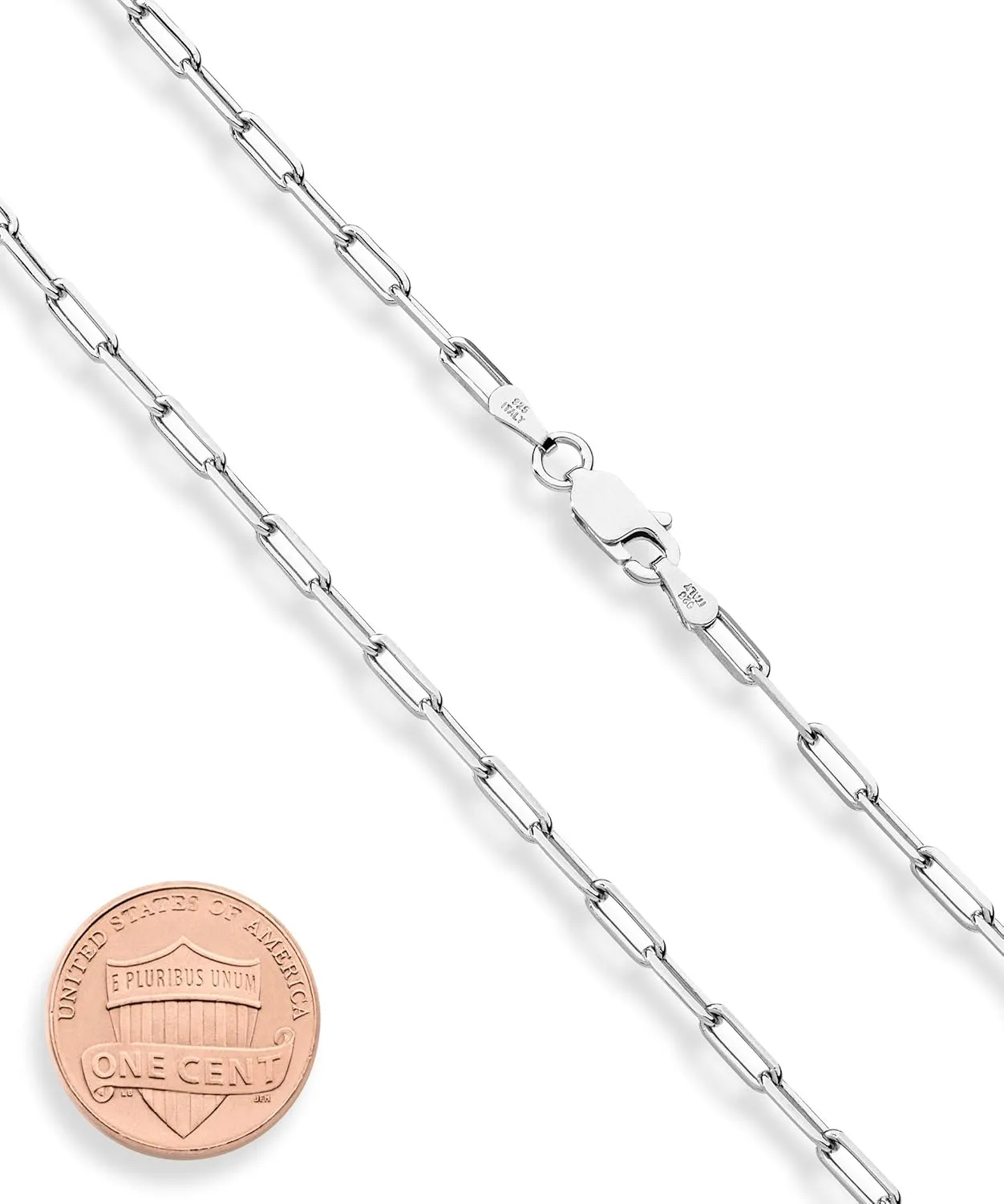 Miabella Italian Solid 925 Sterling Silver, 18Kt Gold Plated 2.5mm Paperclip Link Chain Necklace for Women Men, Made in Italy