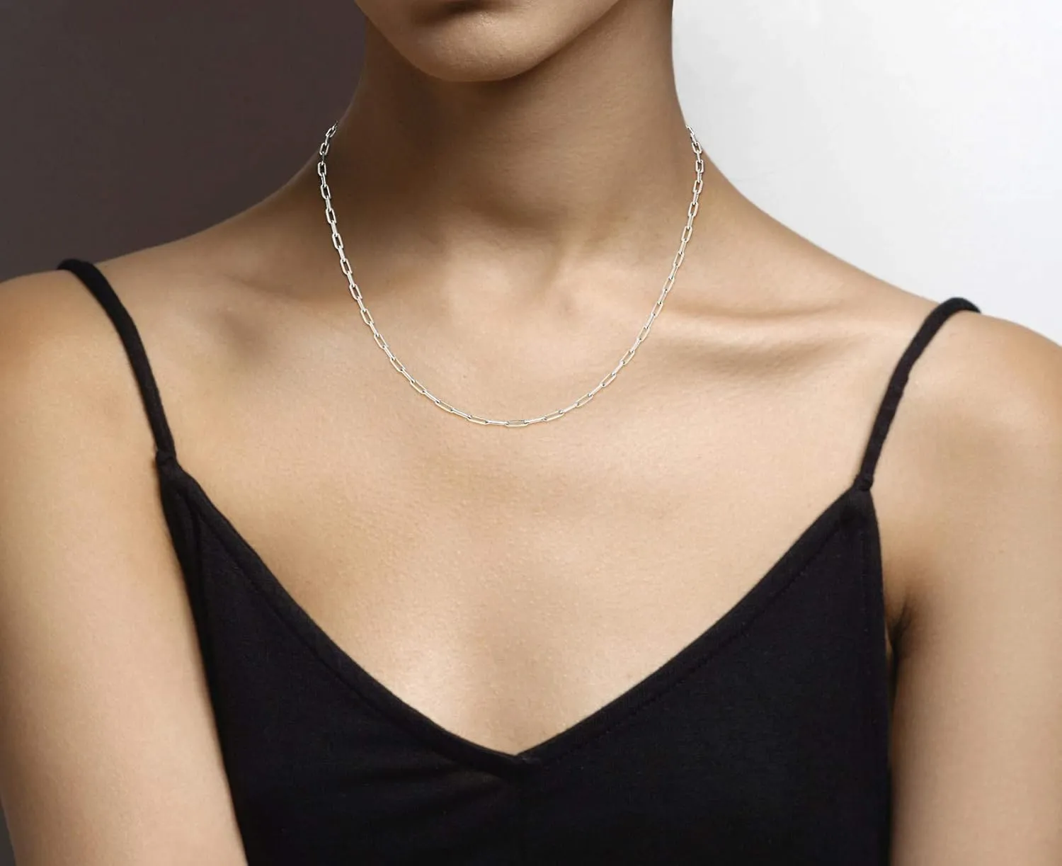 Miabella Italian Solid 925 Sterling Silver, 18Kt Gold Plated 2.5mm Paperclip Link Chain Necklace for Women Men, Made in Italy