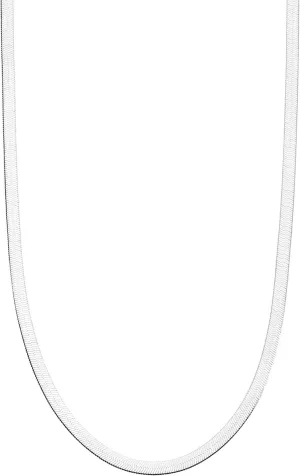 Miabella Italian Solid 925 Sterling Silver, 18Kt Gold Plated 3.5mm Flexible Flat Herringbone Chain Necklace for Women, Made in Italy