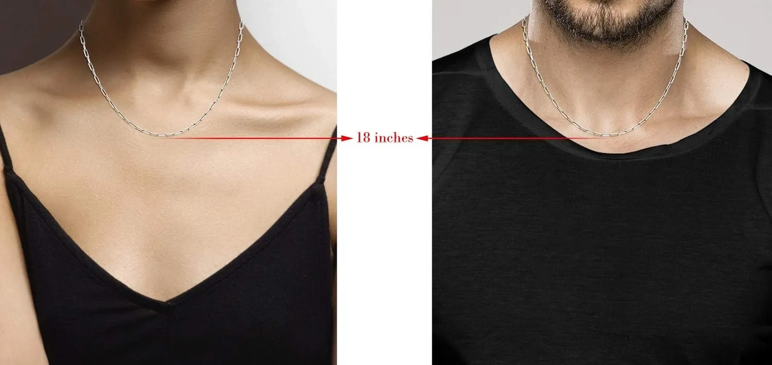 Miabella Italian Solid 925 Sterling Silver, 18Kt Gold Plated 3mm Paperclip Link Chain Necklace for Women Men, Made in Italy