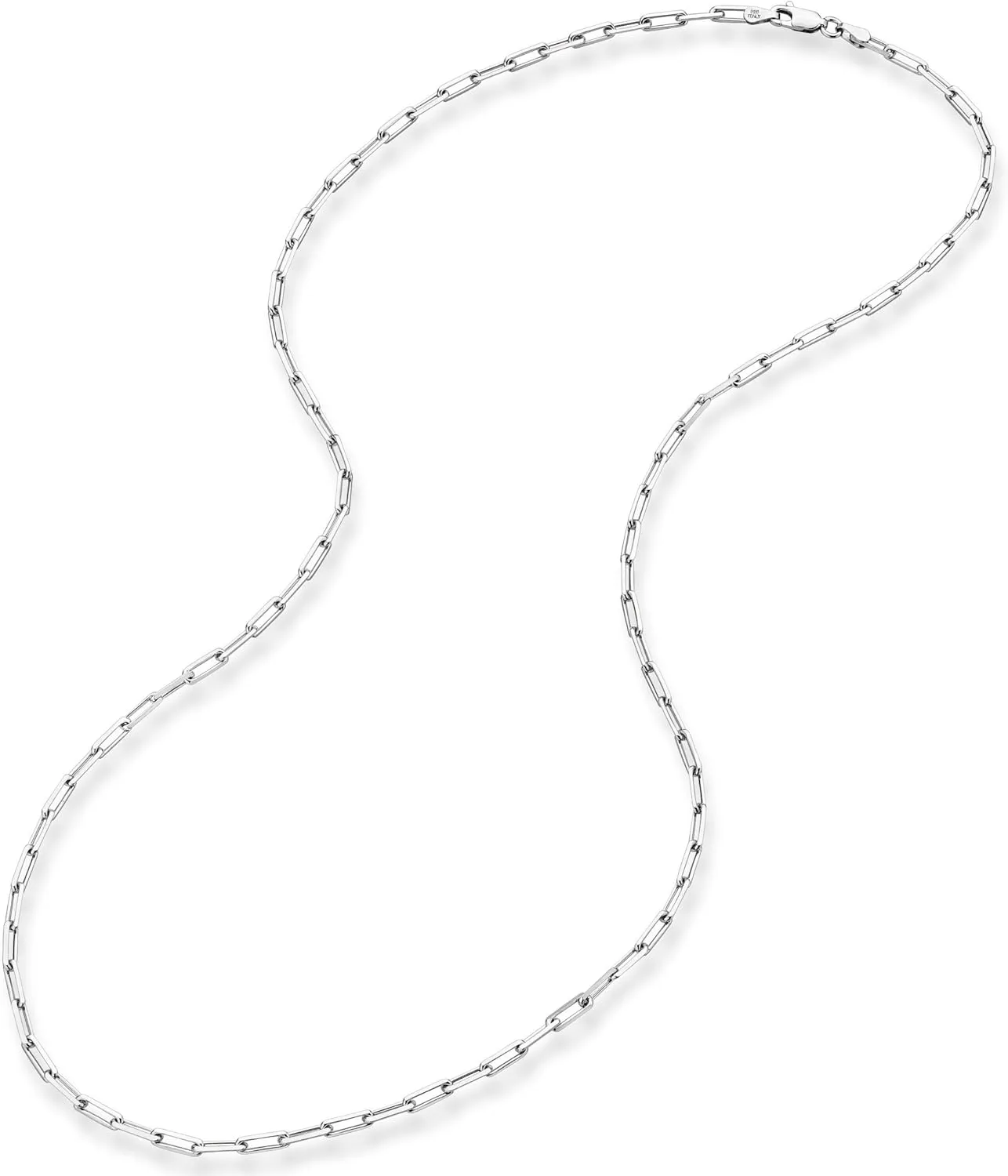 Miabella Italian Solid 925 Sterling Silver, 18Kt Gold Plated 3mm Paperclip Link Chain Necklace for Women Men, Made in Italy