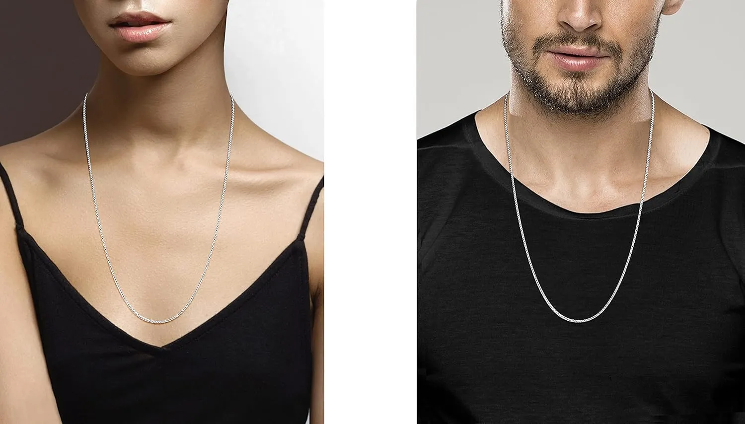 Miabella Italian Solid 925 Sterling Silver 2mm Franco Square Box Link Chain Necklace for Men Women Made in Italy