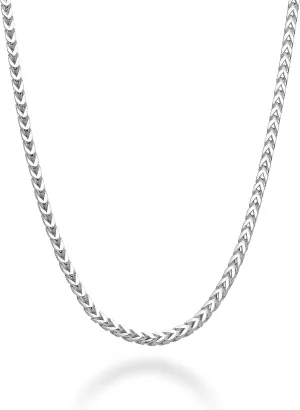 Miabella Italian Solid 925 Sterling Silver 2mm Franco Square Box Link Chain Necklace for Men Women Made in Italy