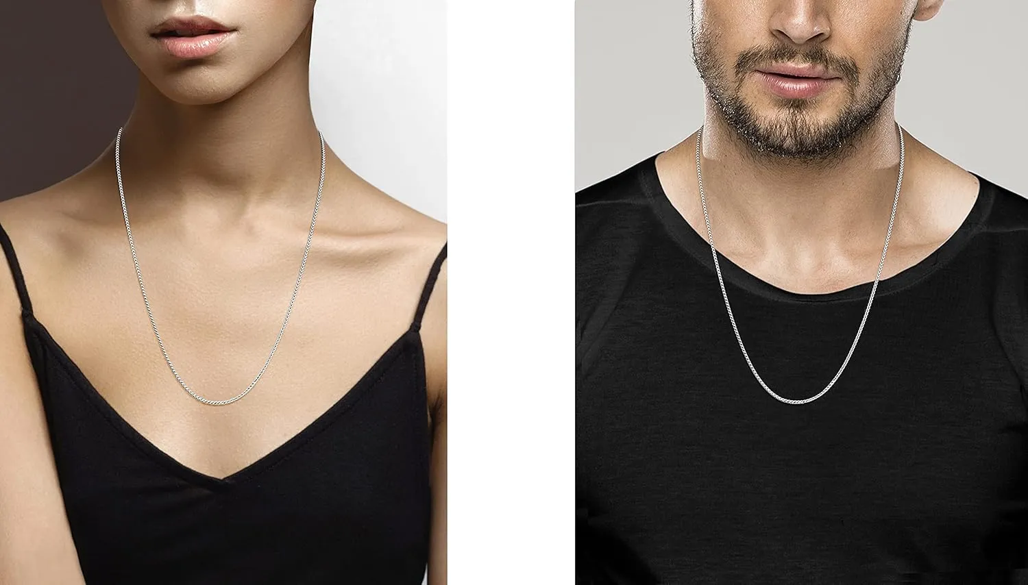 Miabella Italian Solid 925 Sterling Silver 2mm Franco Square Box Link Chain Necklace for Men Women Made in Italy