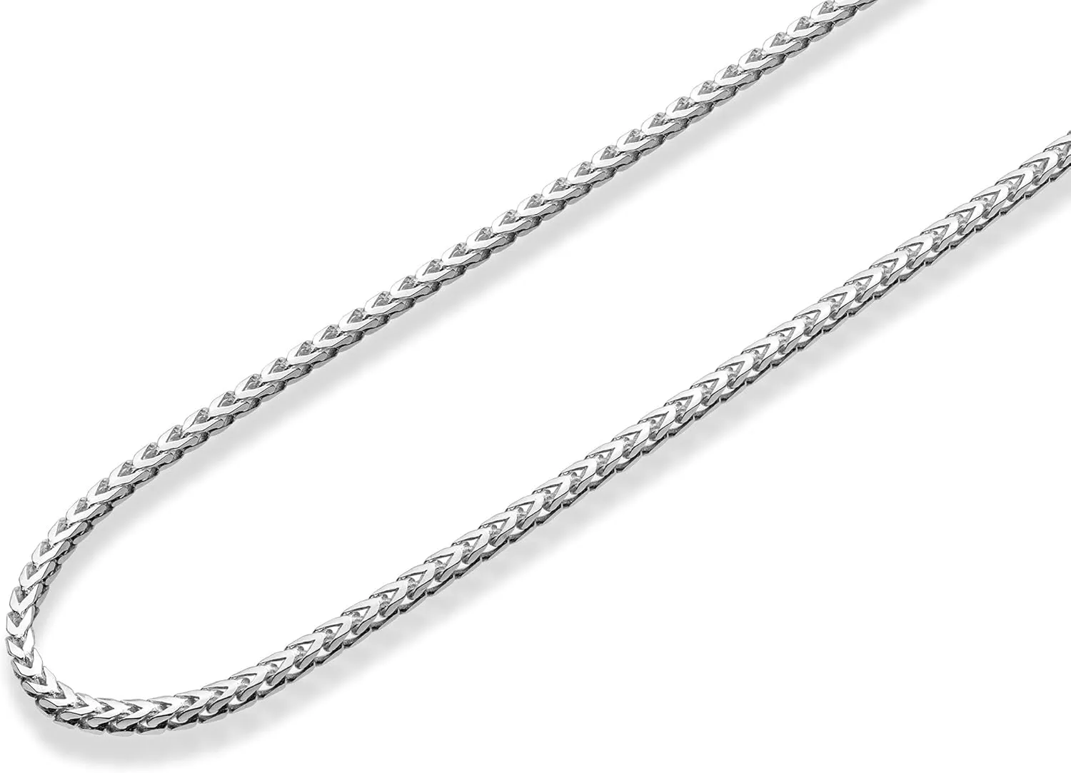 Miabella Italian Solid 925 Sterling Silver 2mm Franco Square Box Link Chain Necklace for Men Women Made in Italy