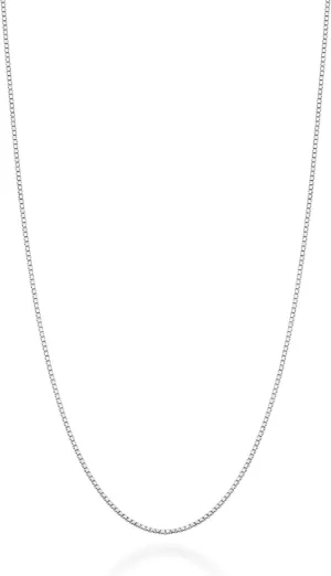 Miabella Italian Sterling Silver or 18K Gold Plated Silver Thin 1mm Box Chain Necklace for Women, Made in Italy