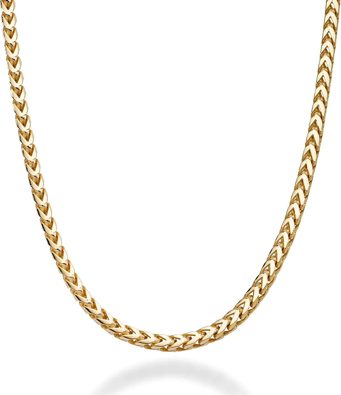 Miabella Solid 925 Sterling Silver, 18Kt Gold Plated Italian 2.5mm Franco Square Box Link Chain Necklace for Men, Made in Italy