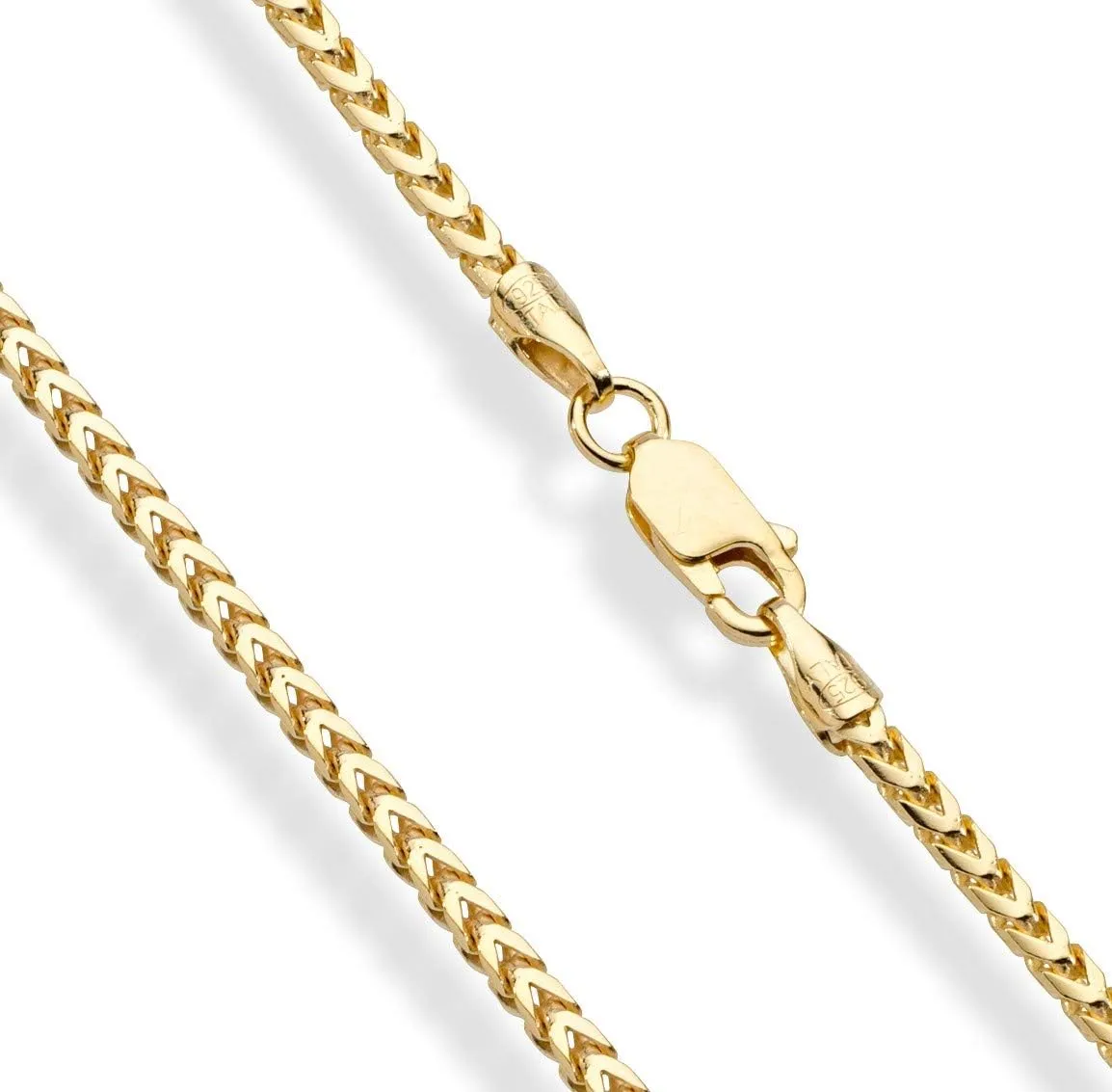 Miabella Solid 925 Sterling Silver, 18Kt Gold Plated Italian 2.5mm Franco Square Box Link Chain Necklace for Men, Made in Italy