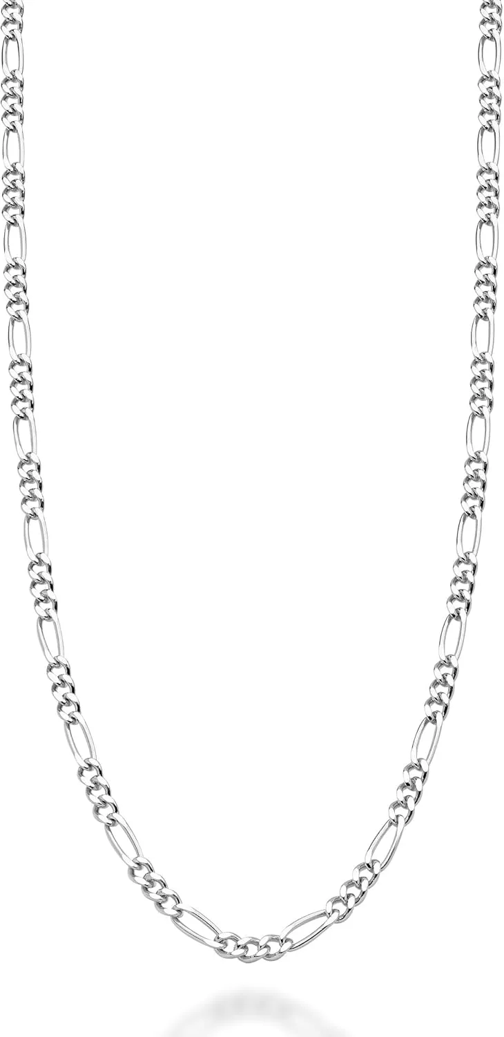 Miabella Solid 925 Sterling Silver Italian 2.3mm Diamond-Cut Figaro Link Chain Necklace for Women Men, Made in Italy