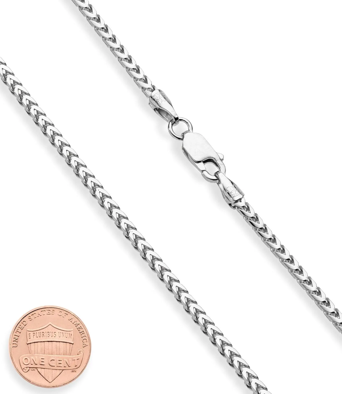 Miabella Solid 925 Sterling Silver Italian 2.5mm Franco Square Box Link Chain Necklace for Men, Made in Italy