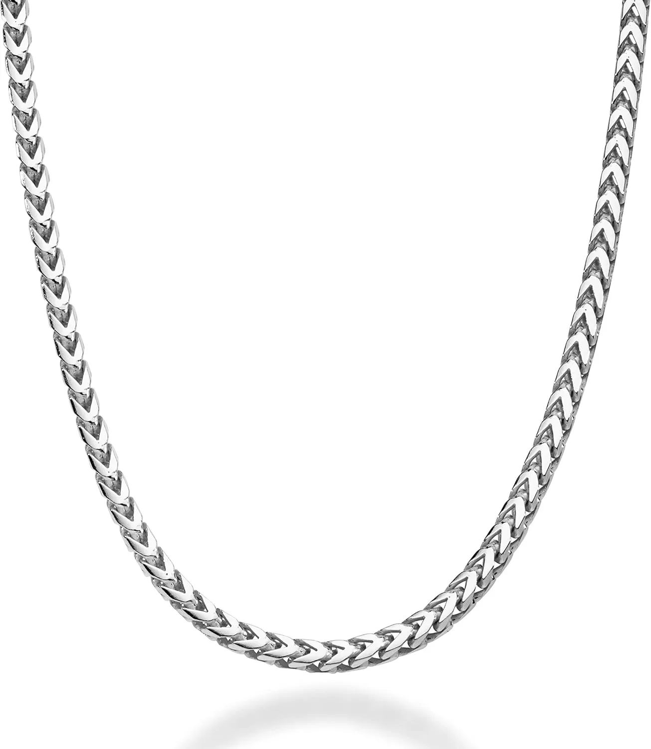 Miabella Solid 925 Sterling Silver Italian 2.5mm Franco Square Box Link Chain Necklace for Men, Made in Italy