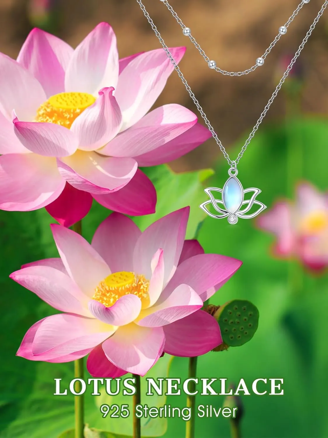 Midari Double Layered Necklace 925 Sterling Silver Pendant Jewelry with Floral Dragonfly Cross Star Moon Designs Gift for Wedding Graduation Birthday for Women