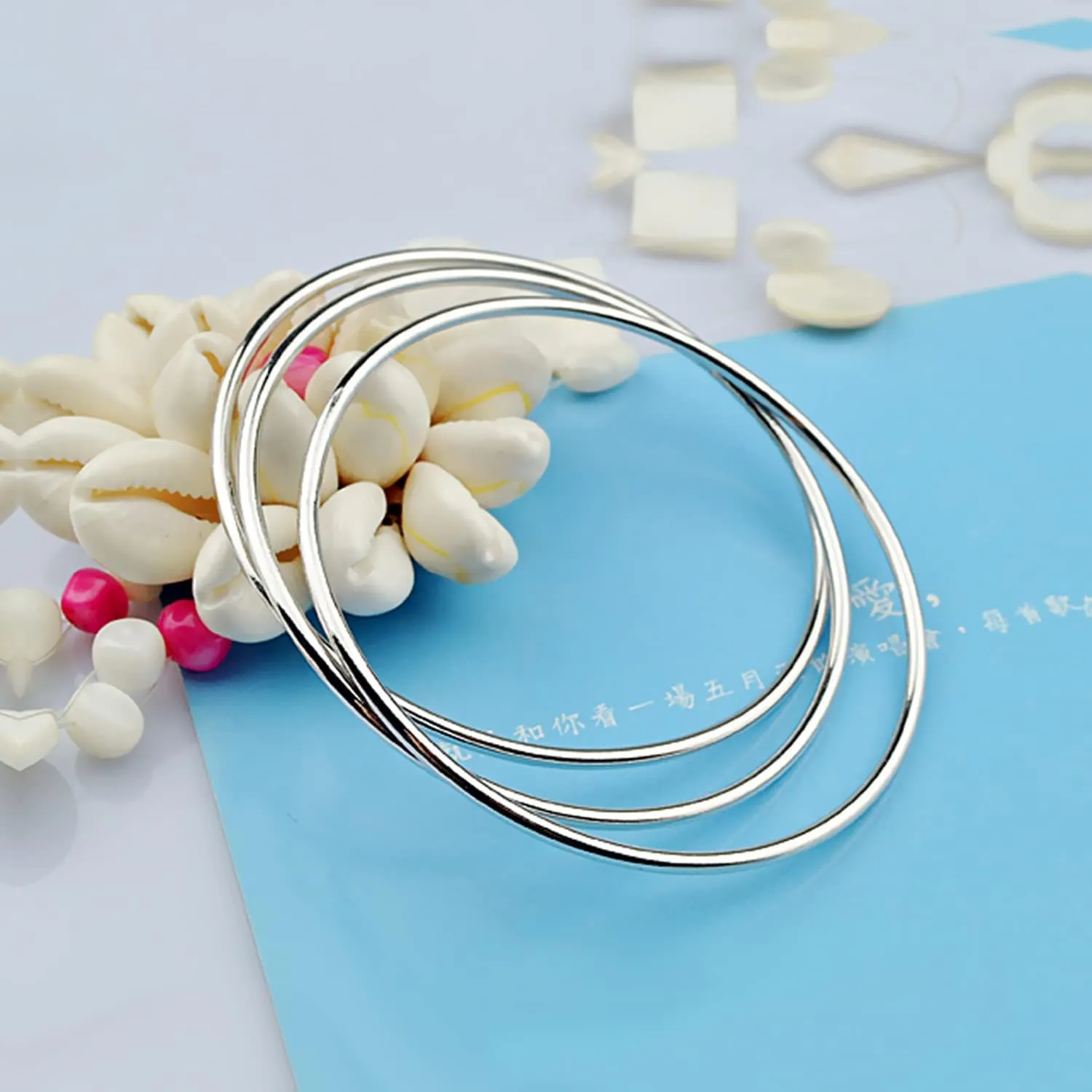 Minimalist Original 925 Sterling Silver Banglest Women DIY Stackable 1/2/3.Countless Set Bracelet 2MM Thick Diameter 60mm-65mm-68mm Jewelry Gift Wife Her