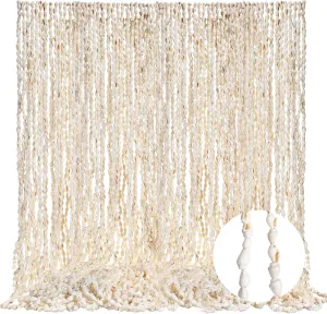Misdary Hawaiian Shell Leis Bulk Seashell Leis Luau Tahitian Dove White Shell Necklace Natural Long Cowrie Seashell Necklace Summer Beach Party Apparel Jewelry Accessories for Women Men