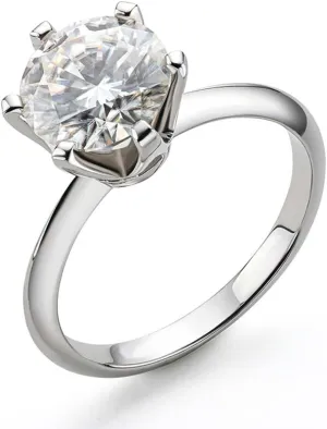 Moissanite Engagement Ring for Women 1 carat 6.5 mm D color VVS Round Cut Brilliant Moissanite Solitaire Rings Platinum-Plated Sterling Silver Wedding Anniversary Promise Band (6.5)