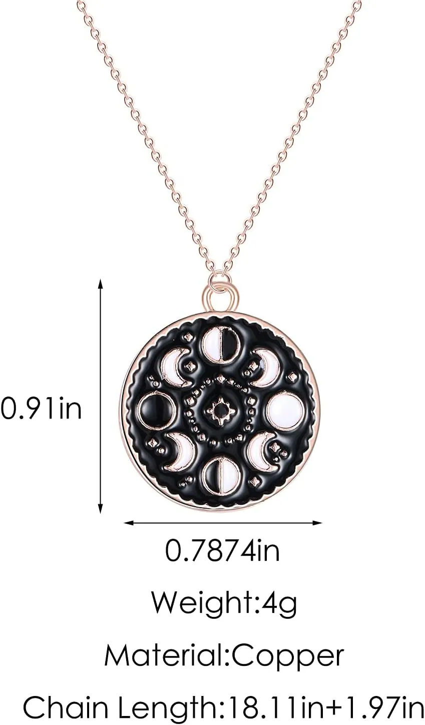 Moon Phase Chain Necklaces Lunar Eclipse Choker Full Moon Collar Crescent Moon Pendant Waning Moon Clavicle New Moon Collette for Women Girls Triple Goddess Jewelry