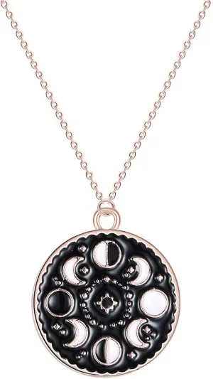 Moon Phase Chain Necklaces Lunar Eclipse Choker Full Moon Collar Crescent Moon Pendant Waning Moon Clavicle New Moon Collette for Women Girls Triple Goddess Jewelry