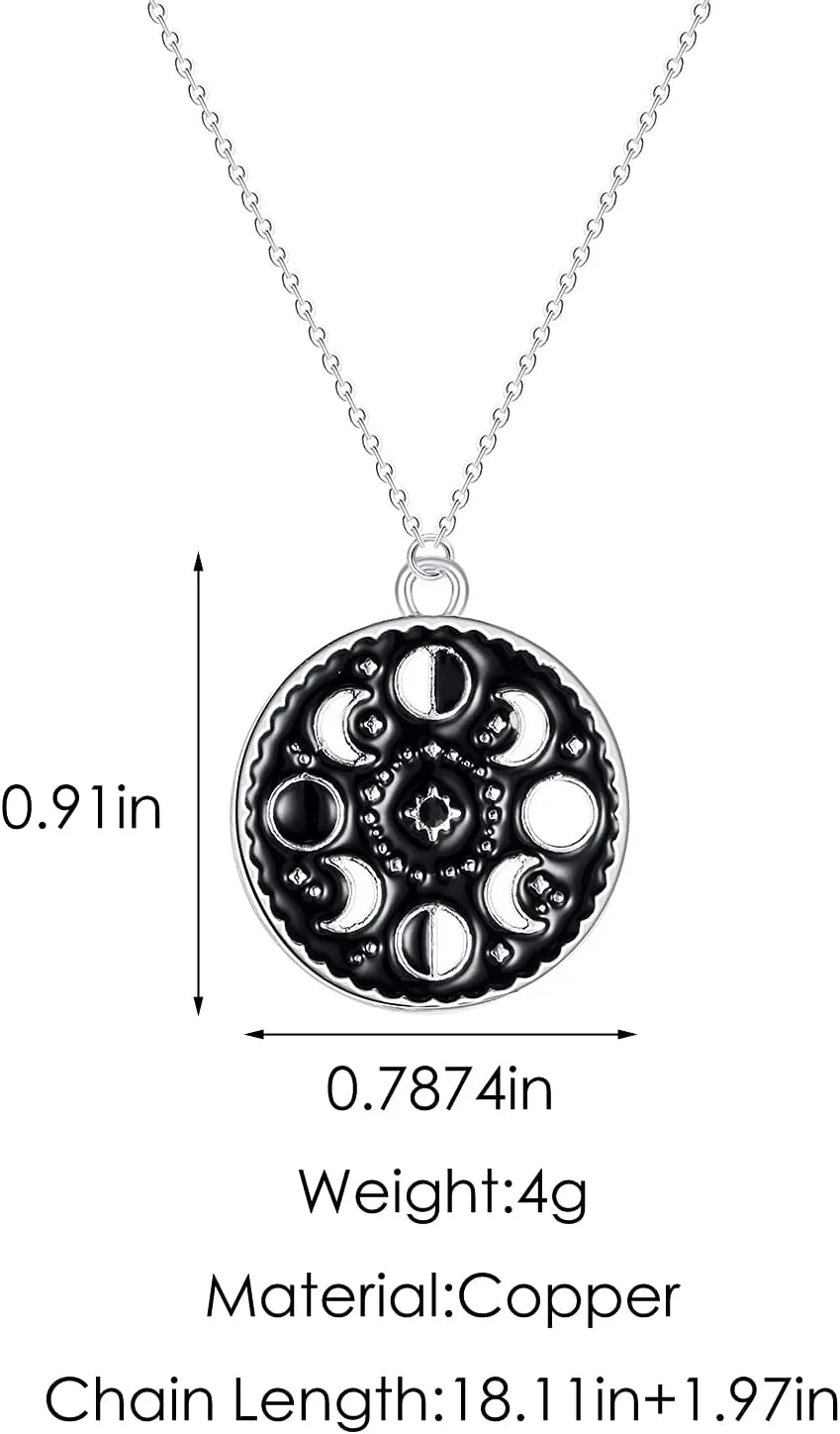 Moon Phase Chain Necklaces Lunar Eclipse Choker Full Moon Collar Crescent Moon Pendant Waning Moon Clavicle New Moon Collette for Women Girls Triple Goddess Jewelry