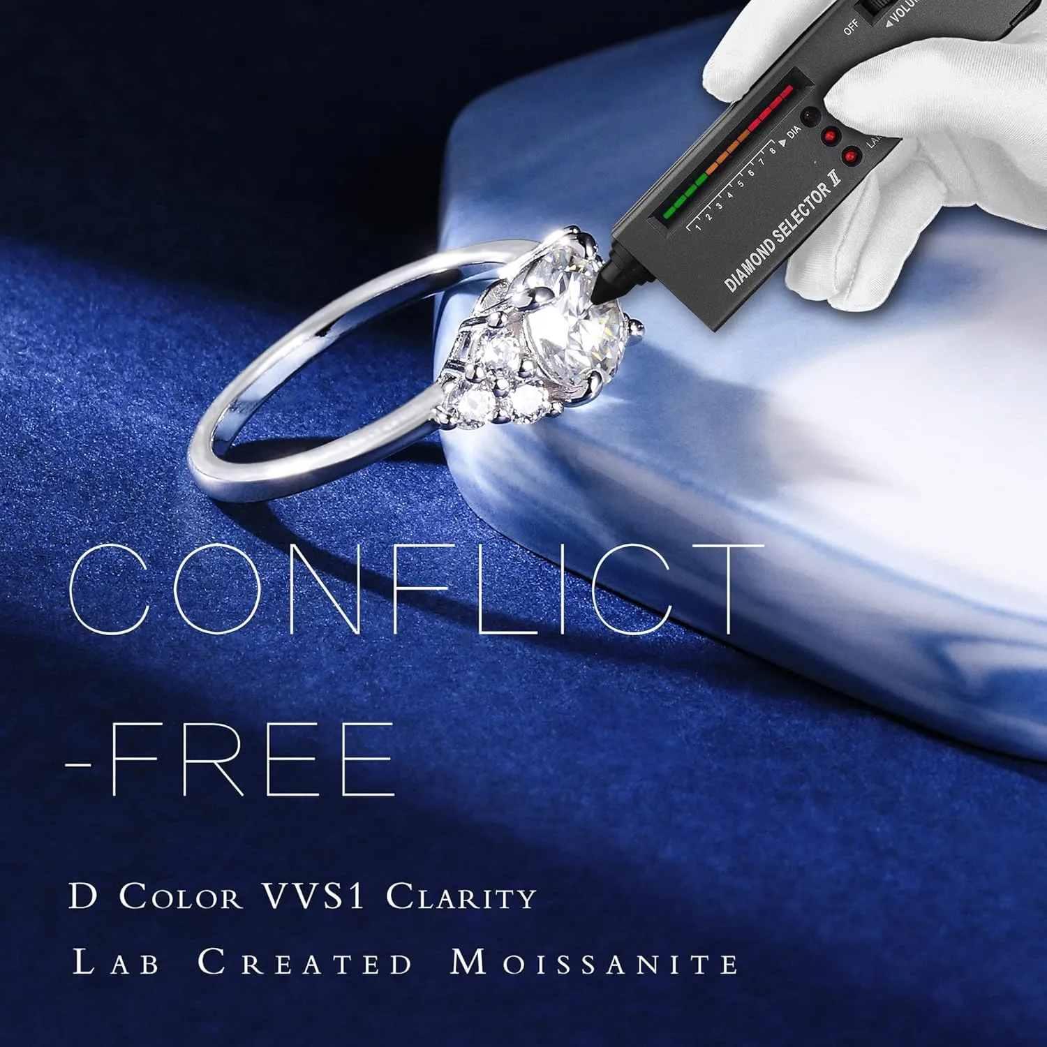 MOOSEA 1.2ct Moissanite Engagement Ring for Women, Brilliant D Color VVS1 Clarity Lab Created Moissanite Wedding Rings 14K White Yellow Rose Gold Vermeil Moissanite Anniversary Ring for Her
