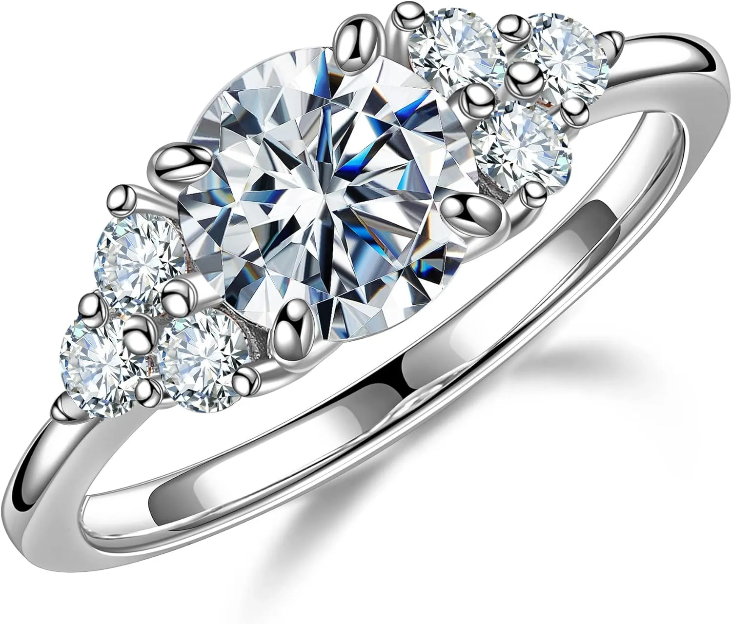 MOOSEA 1.2ct Moissanite Engagement Ring for Women, Brilliant D Color VVS1 Clarity Lab Created Moissanite Wedding Rings 14K White Yellow Rose Gold Vermeil Moissanite Anniversary Ring for Her
