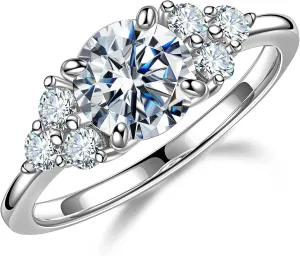 MOOSEA 1.2ct Moissanite Engagement Ring for Women, Brilliant D Color VVS1 Clarity Lab Created Moissanite Wedding Rings 14K White Yellow Rose Gold Vermeil Moissanite Anniversary Ring for Her