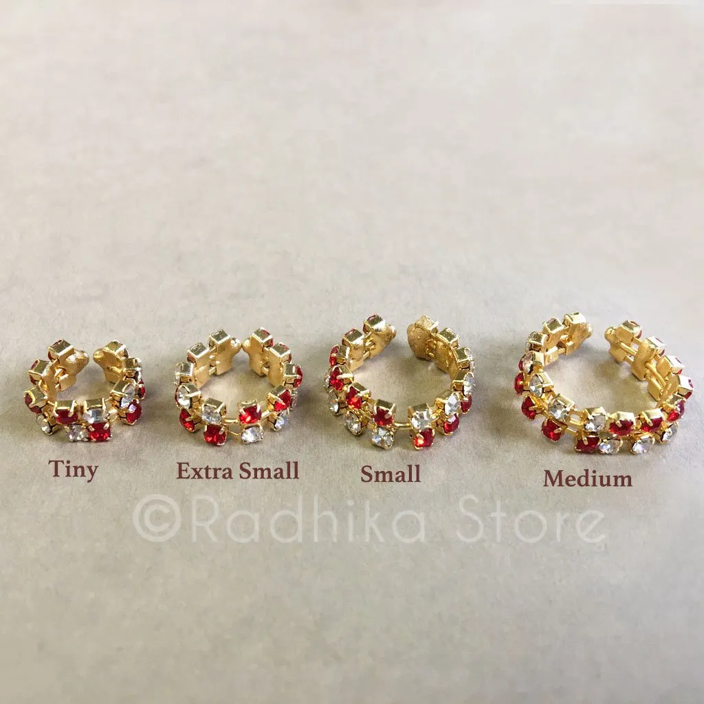 Multi Color Rhinestone - Deity Dangle Bangles Set - Extra Small-Small-Medium