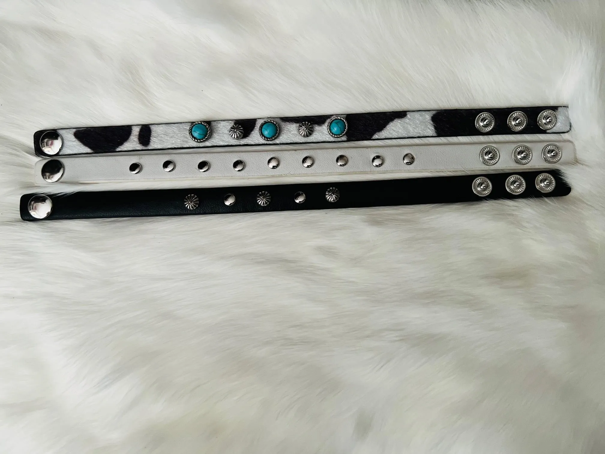 Narrow Leatherette Bracelet Straps with adjustable snaps - Multi