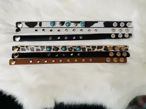 Narrow Leatherette Bracelet Straps with adjustable snaps - Multi