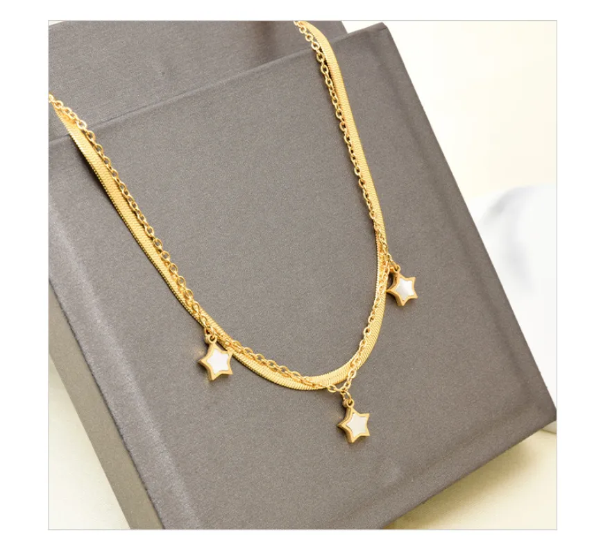 Natural Shell Star 2 Layers Chain Charm Anklet For Women