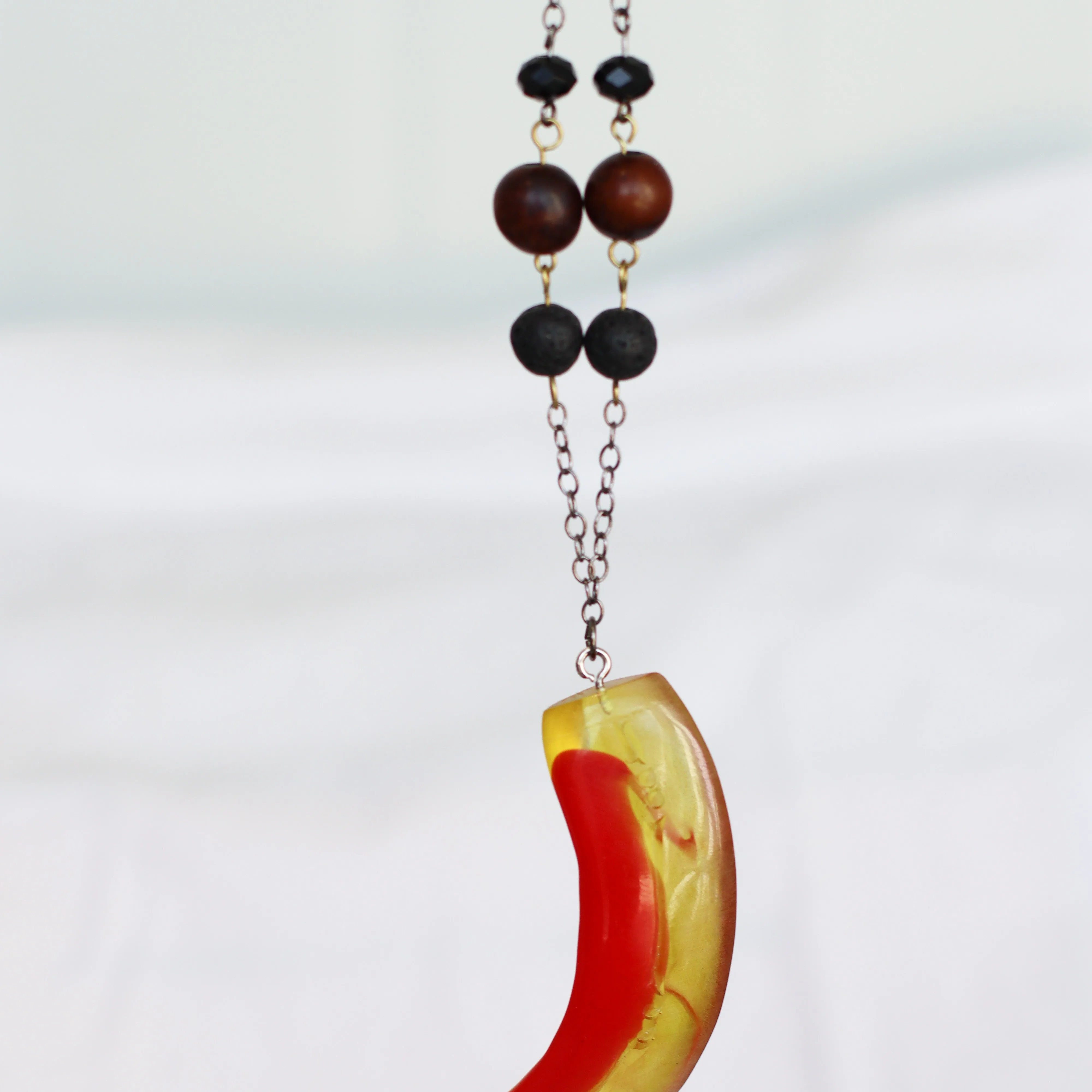 Necklace Red & Lime Green, Resin Rei