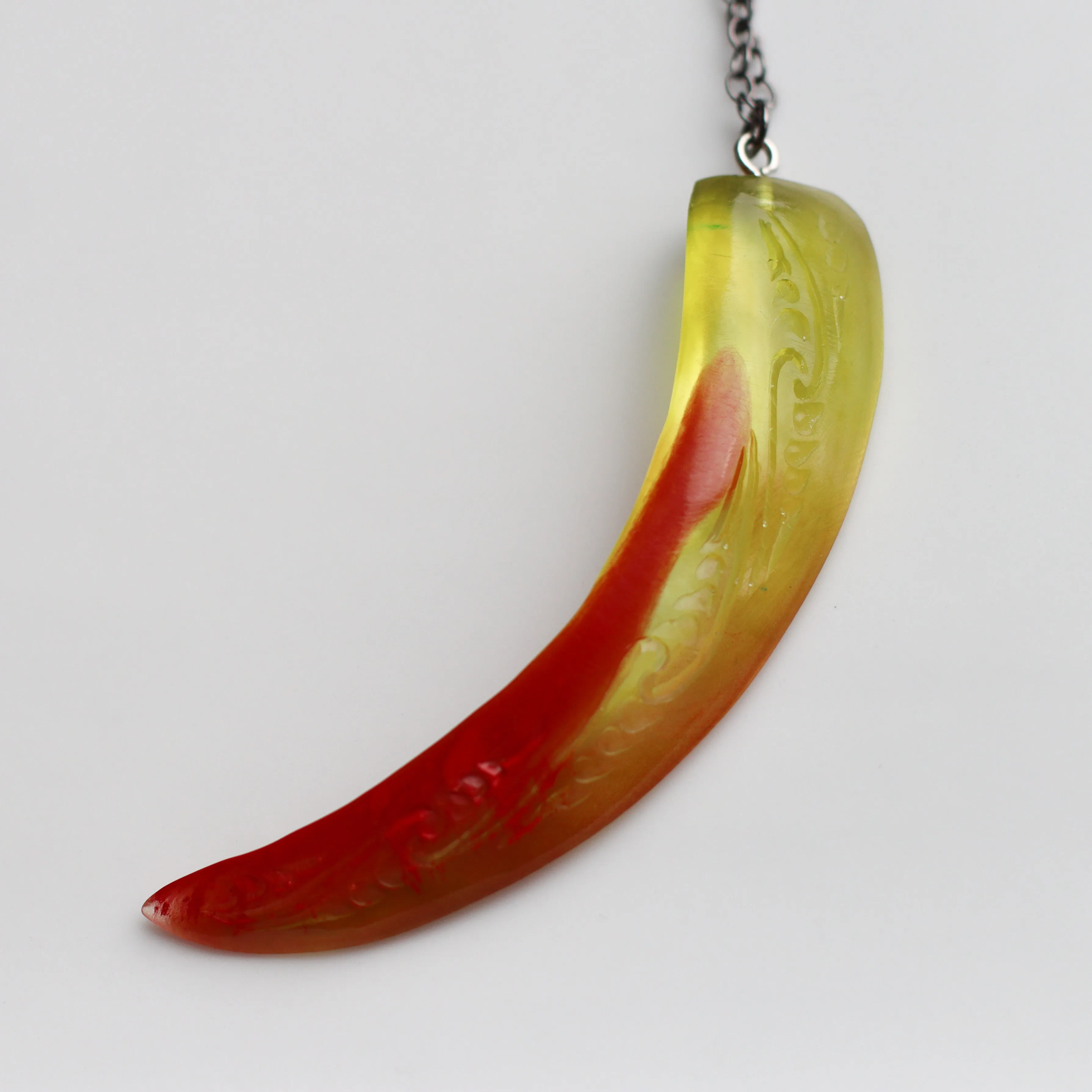 Necklace Red & Lime Green, Resin Rei