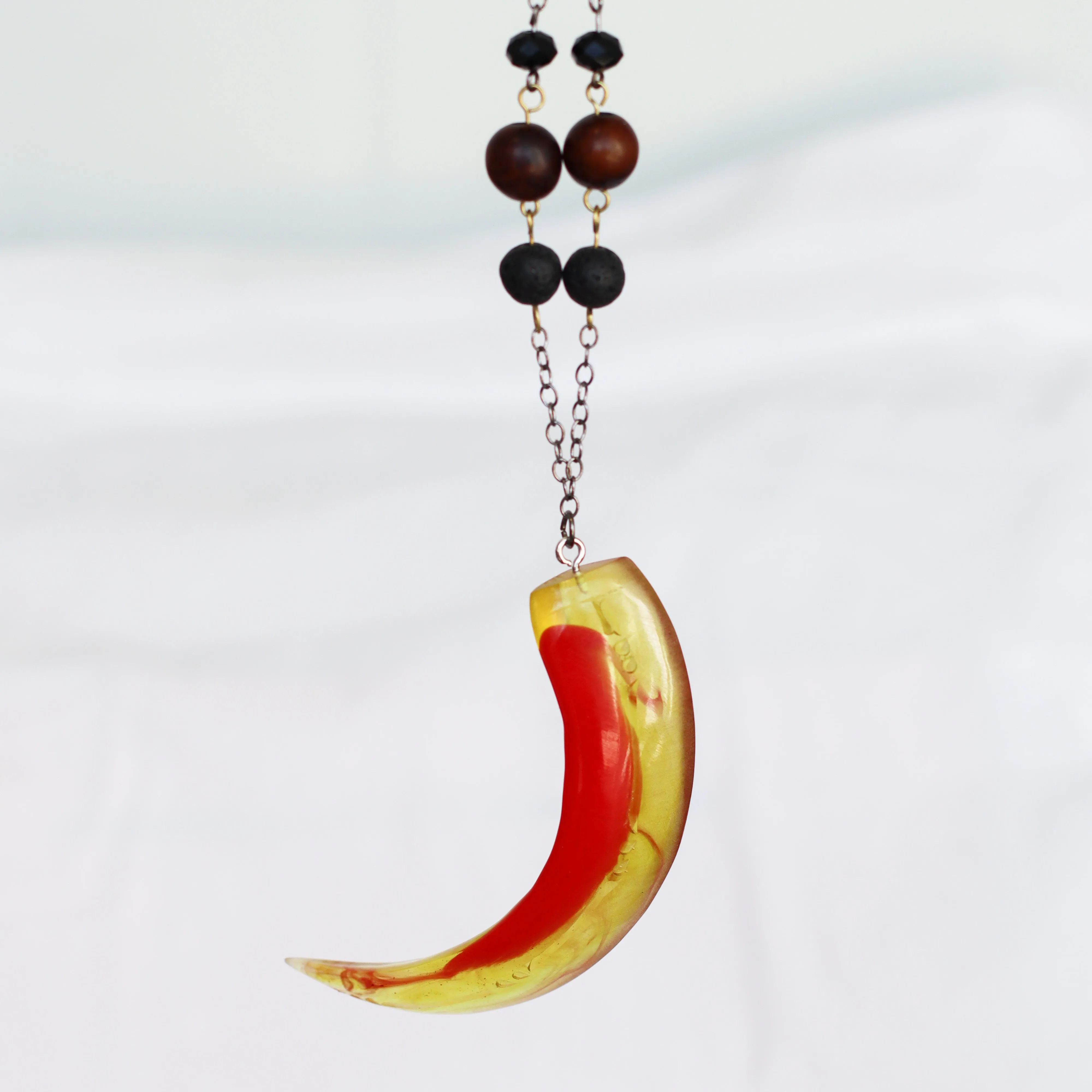 Necklace Red & Lime Green, Resin Rei